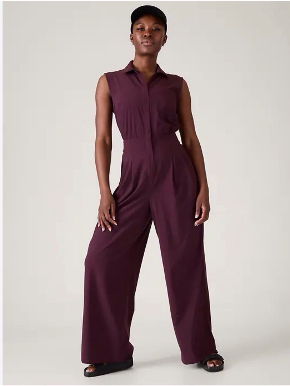 Athleta Sleeveless Collared Wide-Leg Jumpsuit